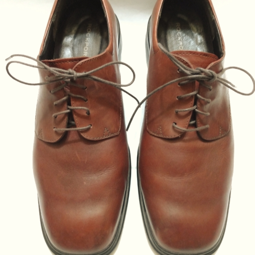 Rockport Leather Plain Toe Oxford Orange Tan color size 10.5W